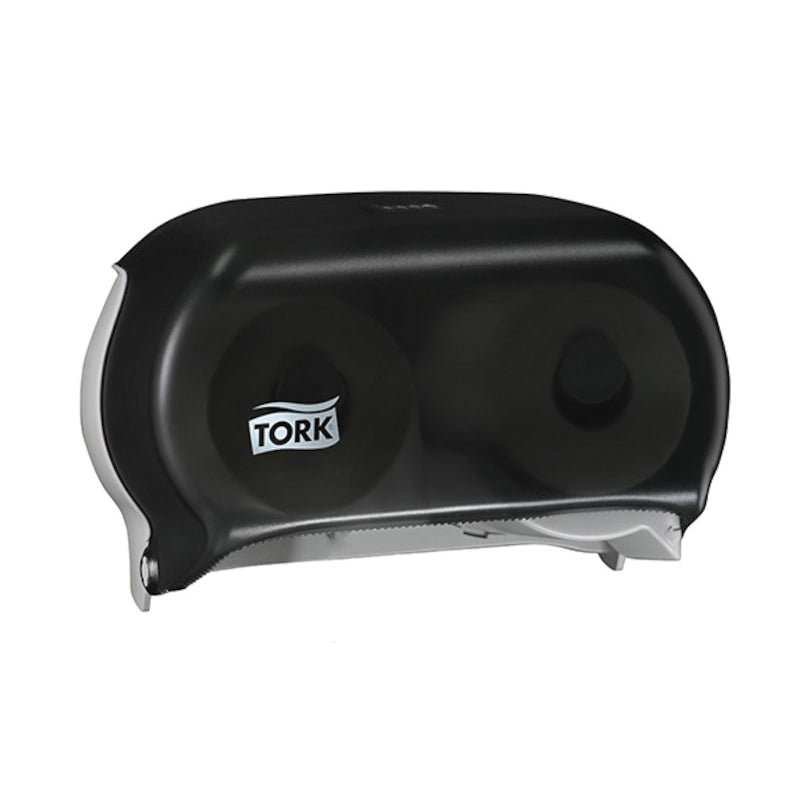 Tork / SCA Tissue Tork 59TR Twin Dispenser, 5.6 in L x 8.3 in H x 12.8 in W, Plastic, Smoke — view 2