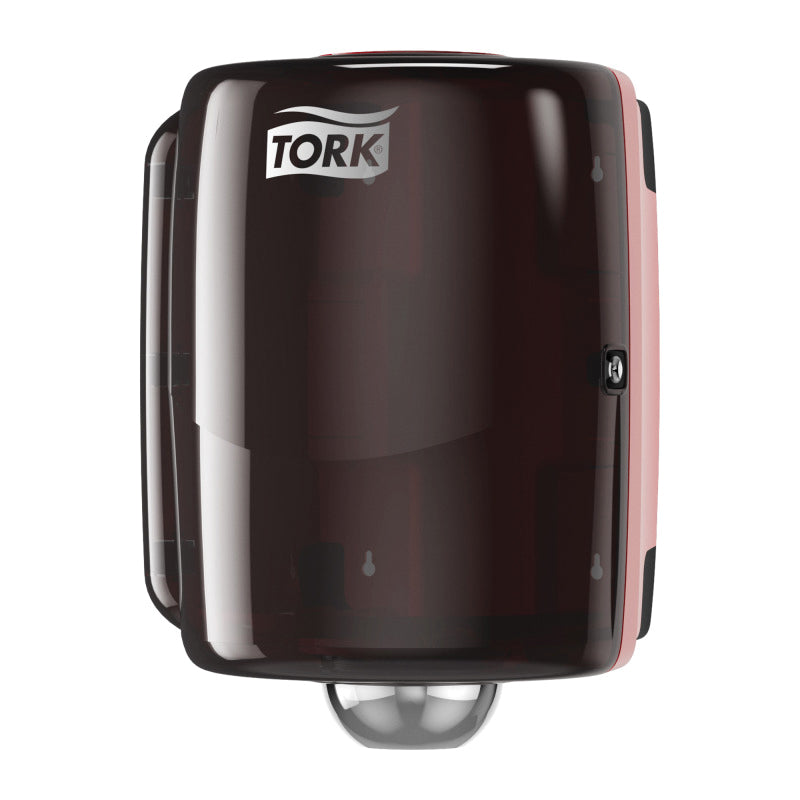 Tork 653028A Maxi Centerfeed Dispenser, Red/Smoke, 11.9 in L x 17.6 in H x 12.9 in W, Plastic