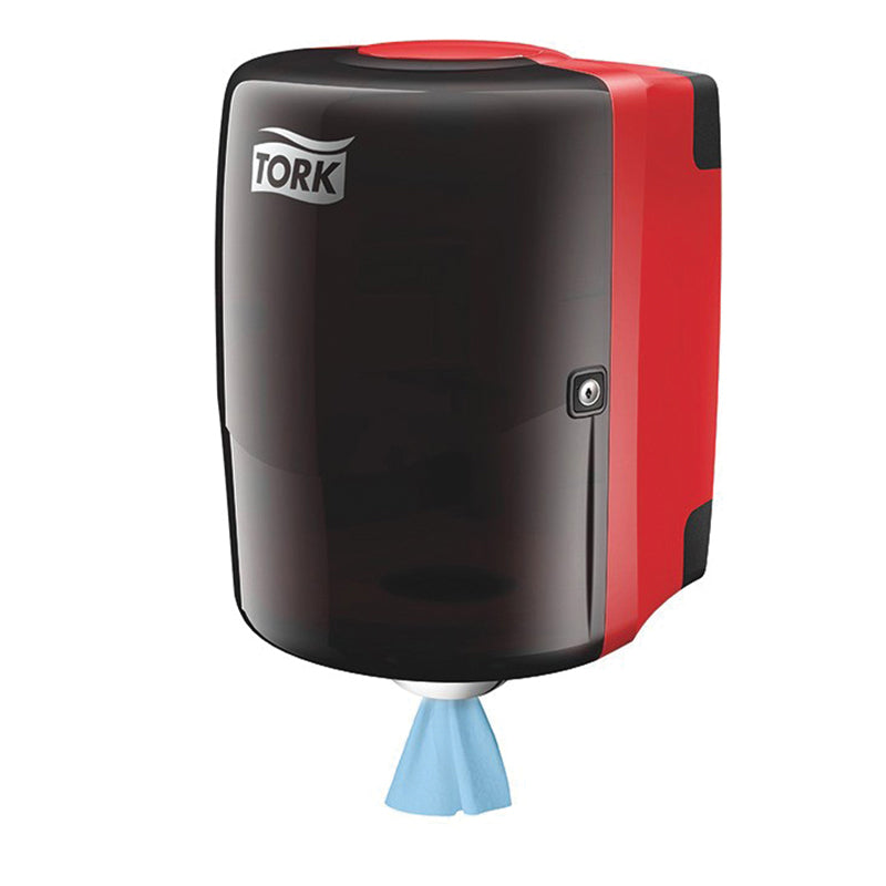 Tork / SCA Tissue Tork 659028 Dispenser, 9.1 in L x 14 in H x 9.8 in W, Plastic, Red/Smoke — view 3