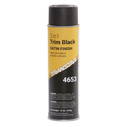 Transtar Autobody Technology 4653 2 in 1 Trim, 20 oz Aerosol Can, Satin Black, 5 to 10 min Curing