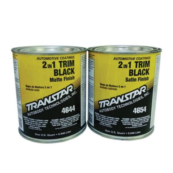 Transtar Autobody Technology 4644 Ready to Use 2 in 1 Trim Black Coating, 1 qt Can, Liquid, Black