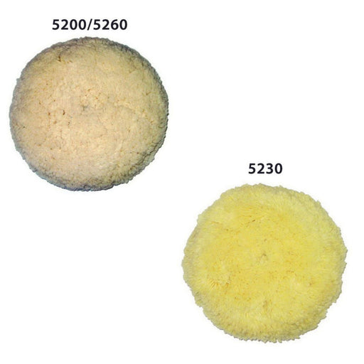 Transtar Autobody Technology 5200 Quick Grip Double Sided Buffing Pad, 8 in Dia, Wool Pad, Off-White