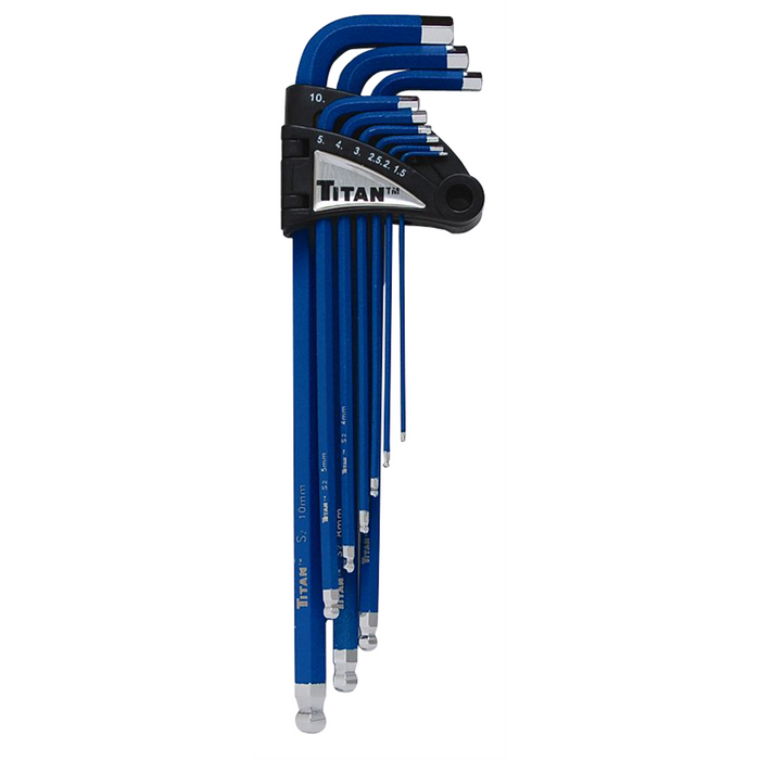 Titan Hand Tools 9Pc MM Non Slip Ball End Hex Key Set