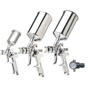 Titan Hand Tools 19220 4-Piece HVLP Triple Set-Up Spray Gun Kit, 1 mm, 1.4 mm, 1.7 mm Nozzle