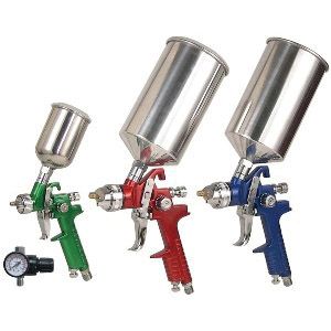 Titan Hand Tools 19221 4-Piece HVLP Triple Set-Up Color Coded Spray Gun Kit with Case, 1 mm, 1.4 mm,