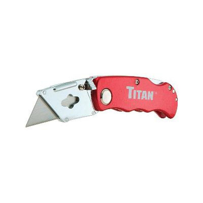 Titan Hand Tools Titan 11015 Folding Utility Knife, 5 -Blade, Quick-Change Blade, Red Handle