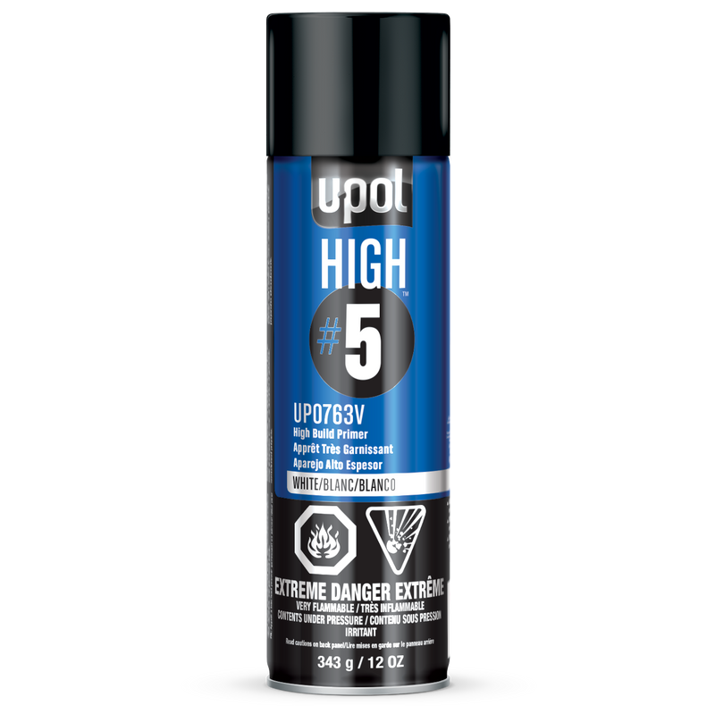 HIGH#5 UP0763V High Build Primer, 450 mL Aerosol Can, White, 21.5 sq-ft Coverage
