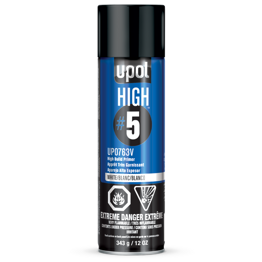 U-POL HIGH#5 UP0763V High Build Primer, 450 mL Aerosol Can, White, 21.5 sq-ft Coverage — view 2
