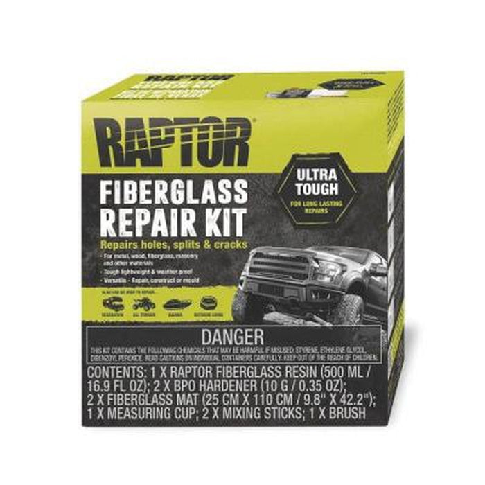 U-POL RAPTOR® 5050 Fiberglass Repair Kit - Resin, Hardener, Mats, Mixing Tools