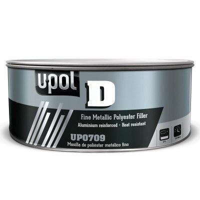 U-POL U-POL D UP0709 Fine Metallic Polyester Filler, 1.1 L Tin, Silver, Solid, 2% Weight Hardener