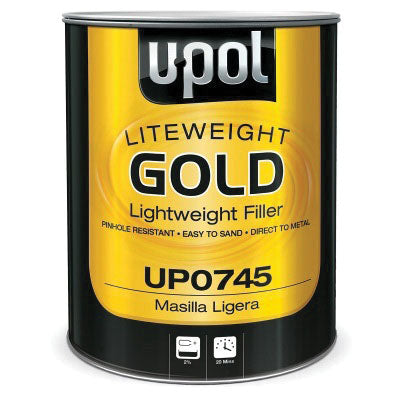U-POL GOLD UP0745 Lightweight Body Filler, 3 L Tin, Gold, Paste, Lightweight
