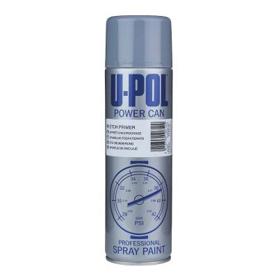 U-POL Power Can UP0830 Etch Primer, 500 mL Aerosol Can, Gray, Liquid