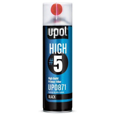 U-POL HIGH#5 UP0871 High Build Primer, 450 mL Aerosol Can, Black, 21.5 sq-ft Coverage