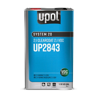 U-POL SYSTEM 20 UP2843 Clearcoat, 5 L Tin, Gloss, 2:1 Mixing