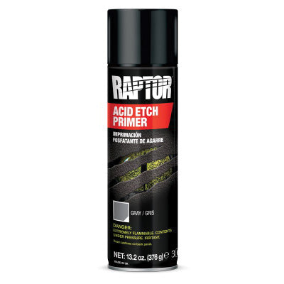 U-POL RAPTOR UP5023 1K Acid Etch Primer, 13.2 oz Aerosol Can, Gray, Liquid, 48.4 sq-ft Coverage
