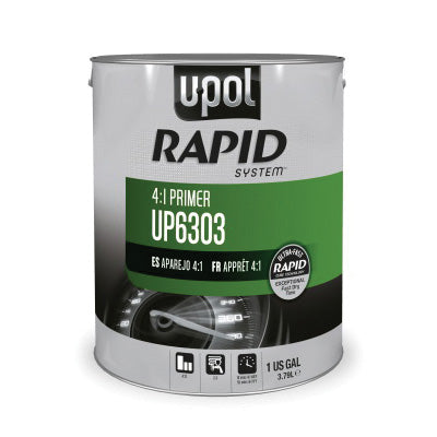 U-POL RAPID SYSTEM UP6303 2K High Solids Rapid Cure Primer, 1 gal Tin, Gray, 4:1 Mixing