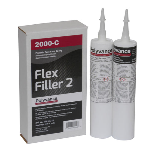 Polyvance 2000-C 2-Part Flex Filler Cartridge Kit, 20 fl-oz Cartridge, Liquid, White (Part A), Black