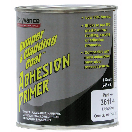 Polyvance Bumper & Cladding Coat 3611-4 Low VOC Adhesion Primer, 1 qt Can, Pourable Liquid, Light Gr