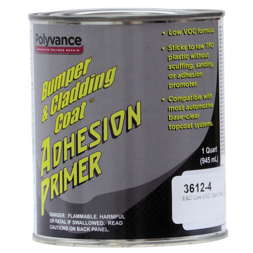 Polyvance Bumper & Cladding Coat 3612-4 Low VOC Adhesion Primer, 1 qt Can, Pourable Liquid, Dark Gra