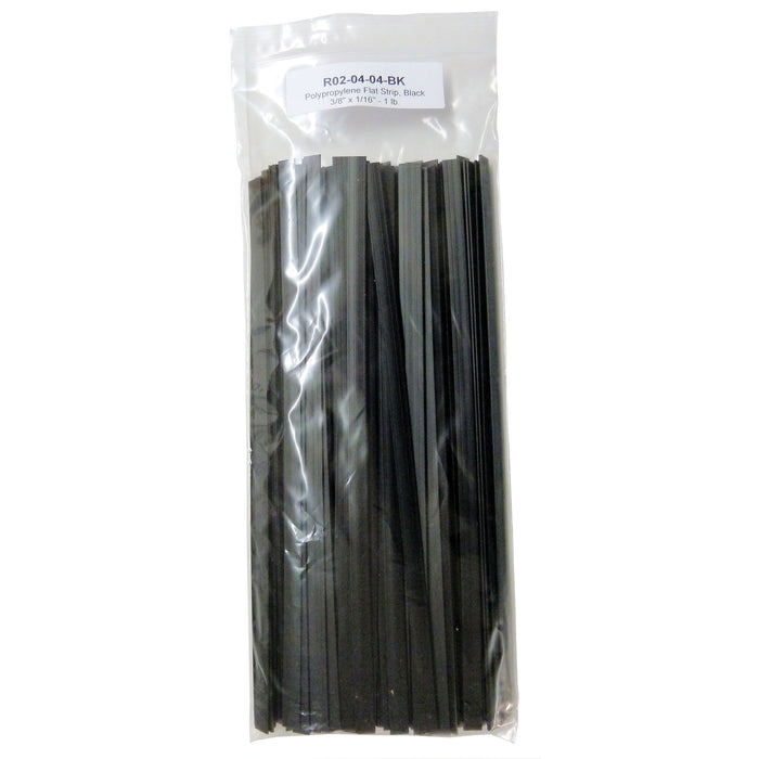 Polyvance R02-04-04-BK Welding Rod, 12 in L x 3/8 in W x 1/16 in THK, Flat, Polypropylene, Black