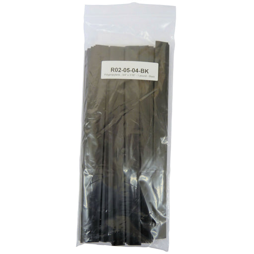 Polyvance R02-05-04-BK Welding Rod, 12 in L x 5/8 in W x 1/16 in THK, Flat, Polypropylene, Black