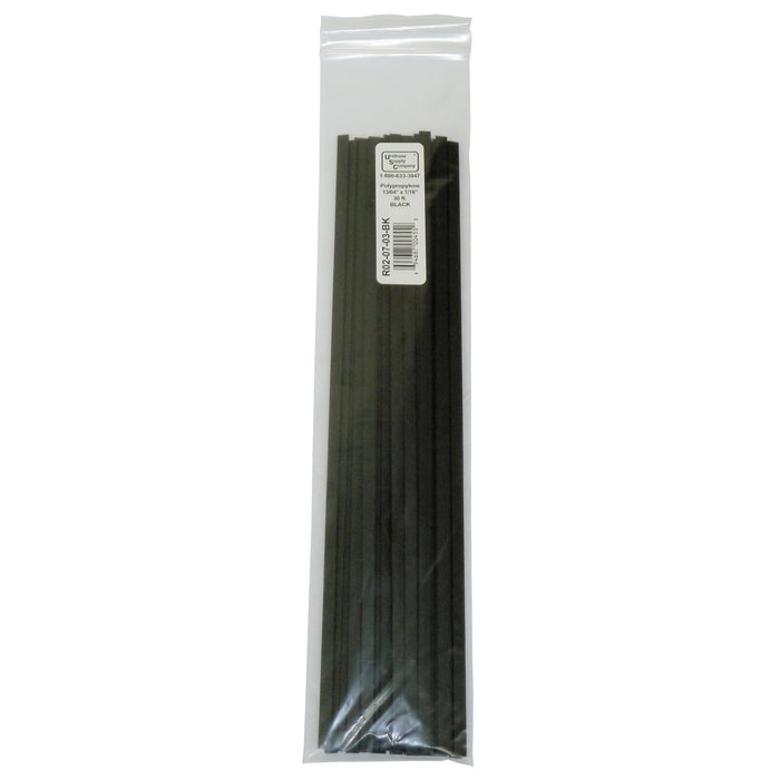 Polyvance R02-07-03-BK Welding Rod, 12 in L x 13/16 in W x 1/16 in THK, Flat, Polypropylene, Black