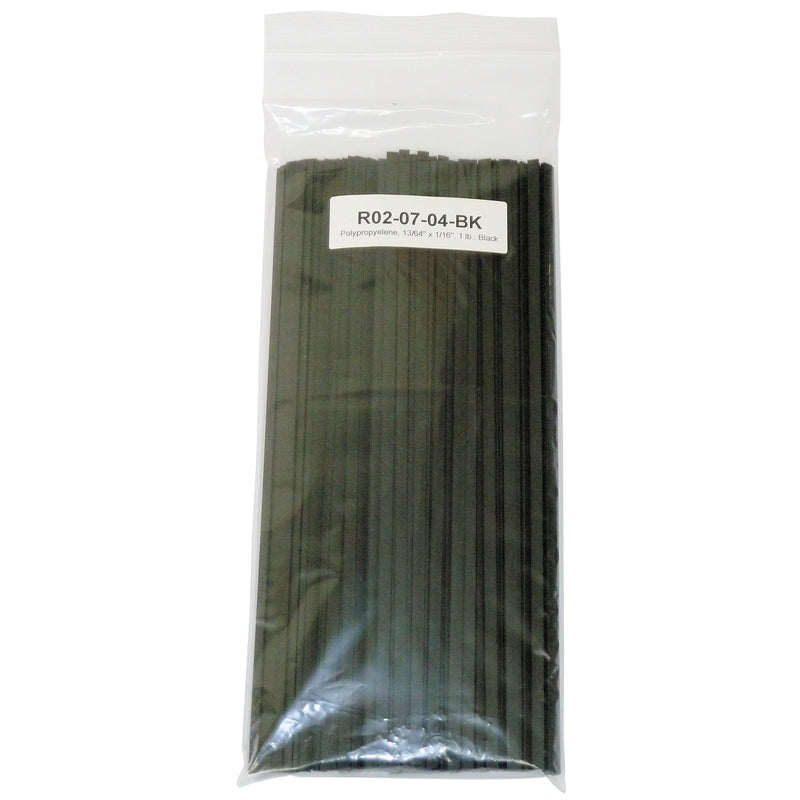 Polyvance R02-07-04-BK Welding Rod, 12 in L x 13/16 in W x 1/16 in THK, Flat, Polypropylene, Black
