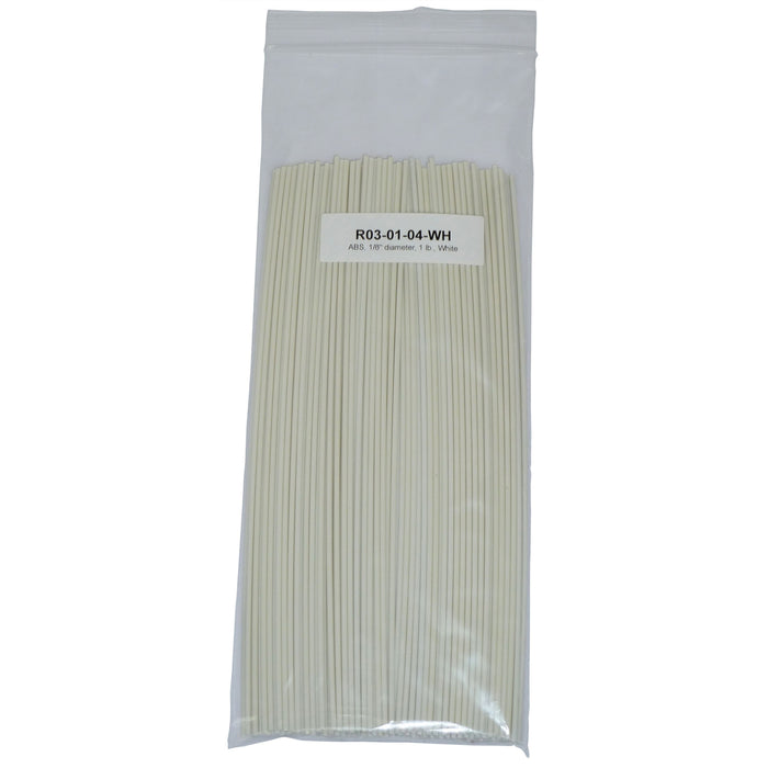 Polyvance R03-01-04-WH Welding Rod, 1/8 in Dia x 12 in L, Round, ABS, White