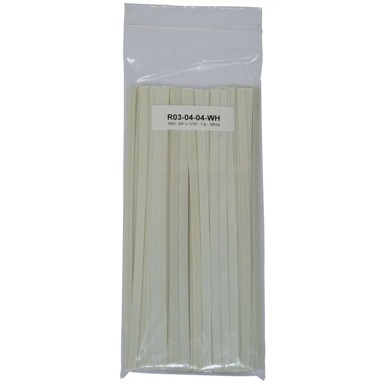 Polyvance R03-04-04-WH Welding Rod, 12 in L x 3/8 in W x 1/16 in THK, Flat, ABS, White