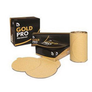 US Chemical & Plastics Gold Pro 080614 Sanding Disc Roll, 6 in Dia, P320 Grit, Paper Backing, Wet/Dr