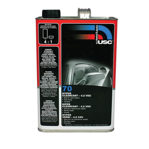 US Chemical & Plastics 70-1 70 High-Build Hyper Clear Coat, 1 gal, 4:1 Mixing