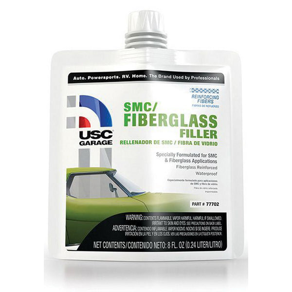 US Chemical & Plastics 77702 SMC/Fiberglass Filler, 8 oz Pouch, Gray-Green, Liquid — Gray/Green