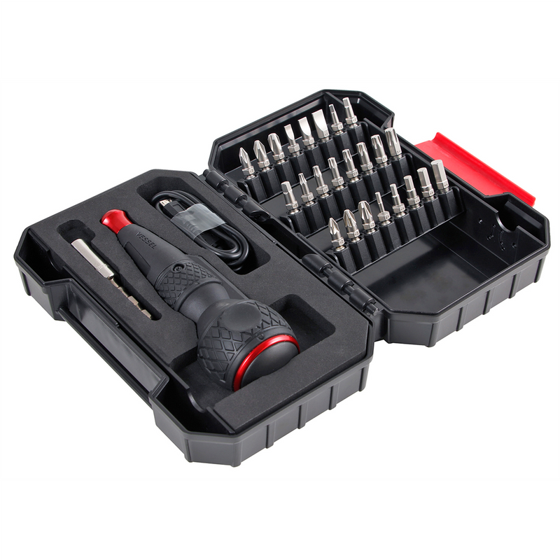 Rechargeable Ball Grip Screwdriver with 25-pc Bit Set