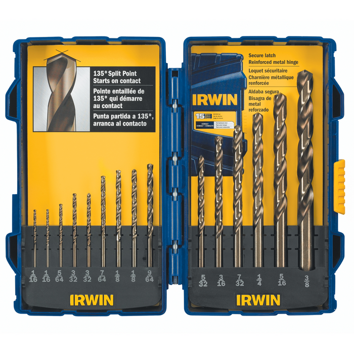 Vise-Grip / Irwin Industrial Tools Drill Bit 15 Pc. Cobalt ALLOY STEEL SET