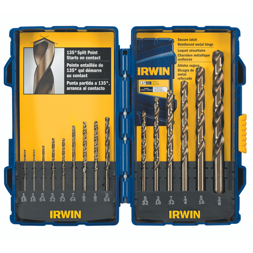 Vise-Grip / Irwin Industrial Tools Drill Bit 15 Pc. Cobalt ALLOY STEEL SET