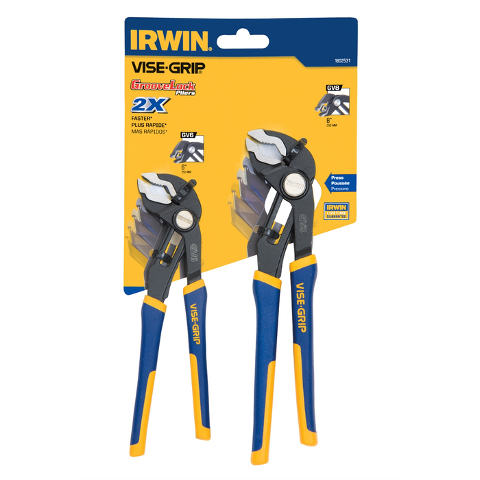 Vise-Grip / Irwin Industrial Tools GrooveLock 6" and 8" V-Jaw