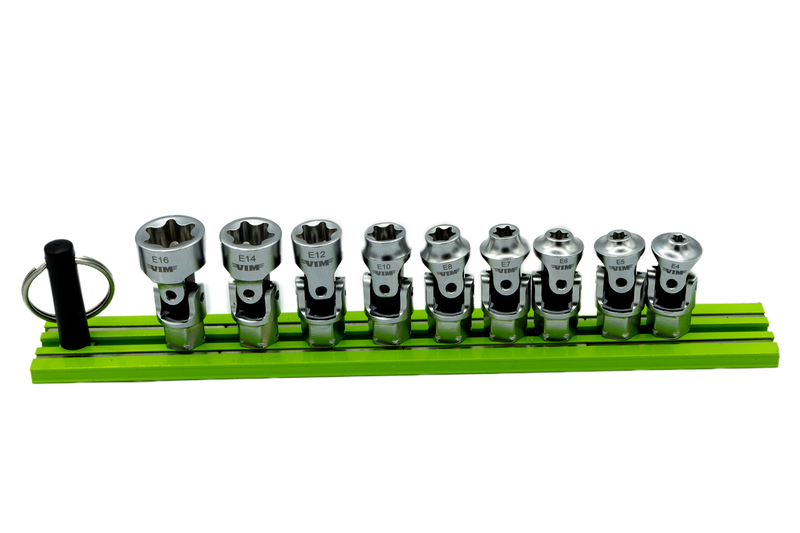 9 PC. DUAL DRIVE STUBBY UJ E-TORX SOCKET SET - 1/4'' X 11MM DR.