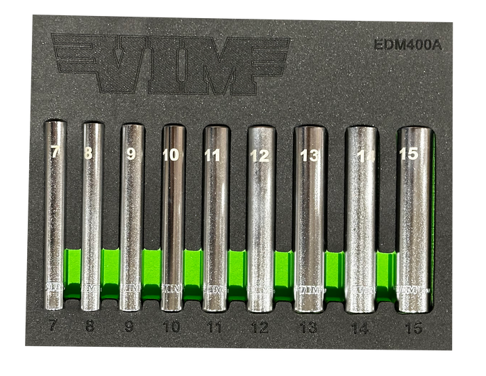 Vim Tools 9 Pc. 1/4 Extra Deep Set (7-15MM)