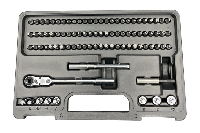 Vim Tools piece master bit set with 1/4" flex ratchet