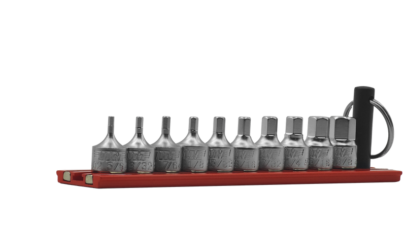 Inch Stubby Hex Drive Bit Set 9-Piece SHI400, 3/32"-3/8", 1/4" square drive, heat-treated