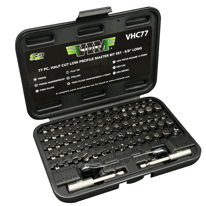 Vim Tools Vim Half Cut Bit Set, 77 Pc, 5/8" Long