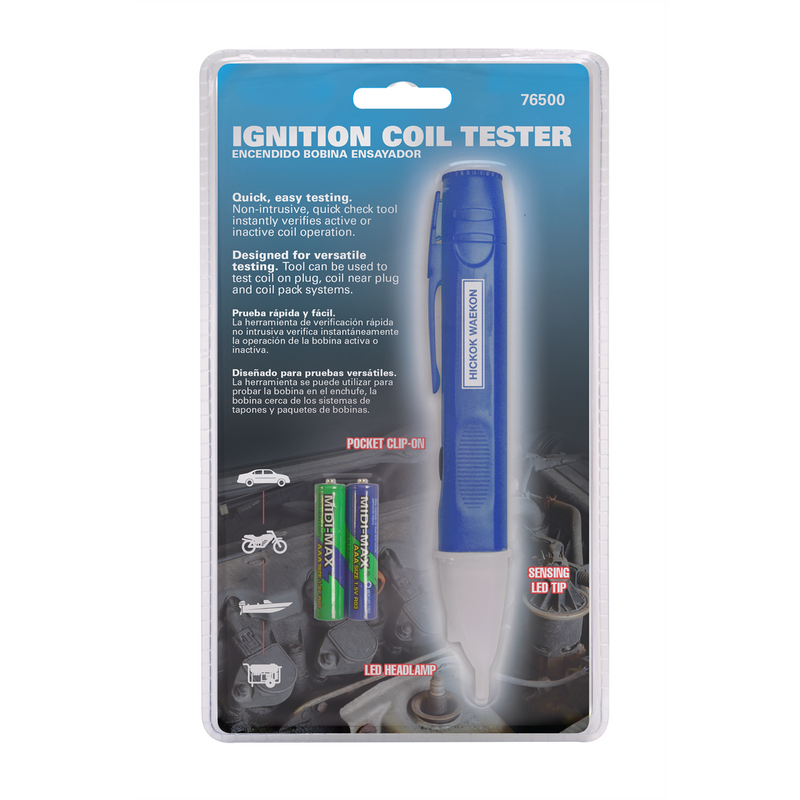 Waekon Ignition Coil Tester 76500, Non-Intrusive Test Tool with Blue LED Indicator