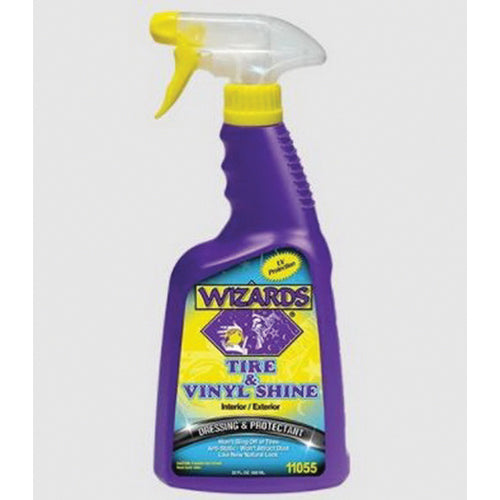 Wizards Products Tire and Vinyl Shine 11055 Dressing and Protectant, 22 oz Trigger Spray Bottle, Whi
