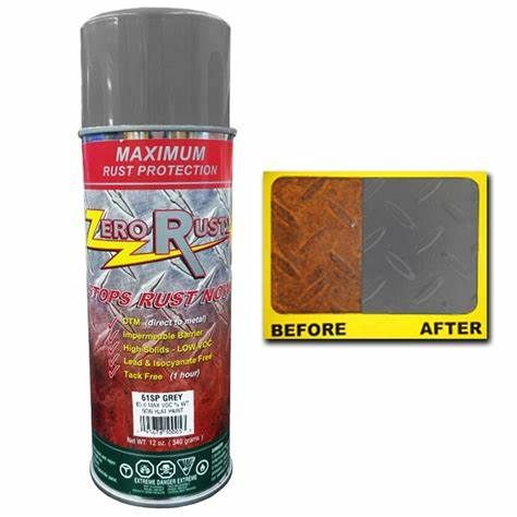 ZeroRust Zero Rust 61SP High Solid Rust Inhibitive Coating, 12 oz Aerosol Can, Gray — view 2