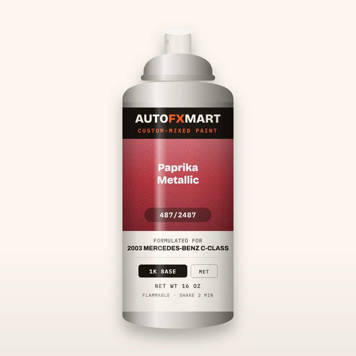 AutoFxMart custom-mixed auto paint 16 oz aerosol — 1K basecoat, labeled with OEM color name and paint code