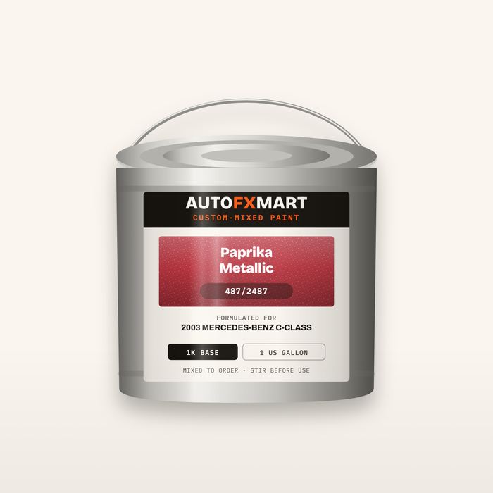 AutoFxMart custom-mixed auto paint 1 gallon can — 1K basecoat, labeled with OEM color name and paint code