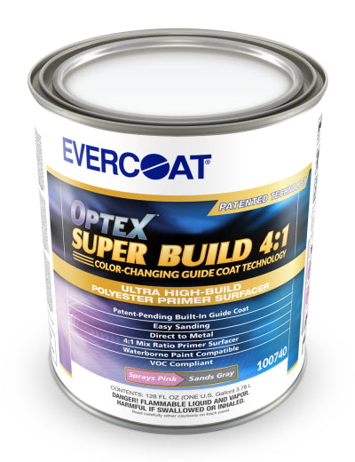 Evercoat Optex Super Build 100740 Polyester Primer Surfacer, 3.78 L Can, Gray, 4:1 Mixing