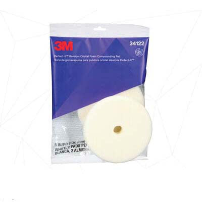 3M Perfect-It 34122 5 in Coarse Foam Random Orbital Compounding Pad - Hook-Loop, White