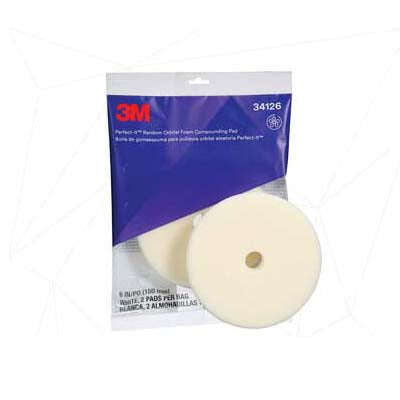 3M Products Perfect-It 34126 Random Orbital Compounding Pad, 6 in Dia, Coarse, Hook and Loop Attachm