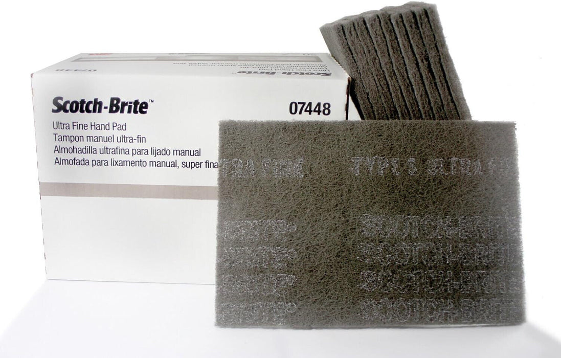 3M Scotch-Brite Ultra Fine Hand Pad 7448, 6 in x 9 in, 20/BOX